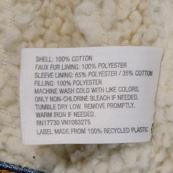 Goodfellow & Co. Sherpa Lined Denim Trucker Jacket Faux Fur Blue Wash Mens XL - Picture 6 of 11